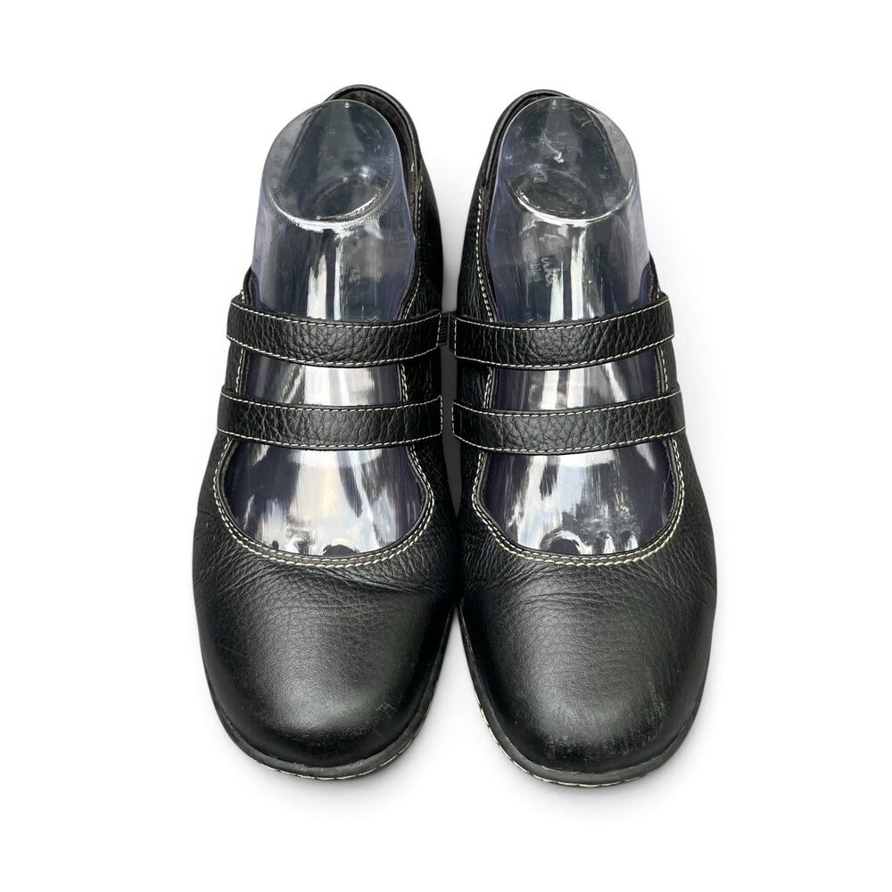 90s Y2K Clarks Bendables Mary Jane Flats Black Leather Double Strap 9.5M